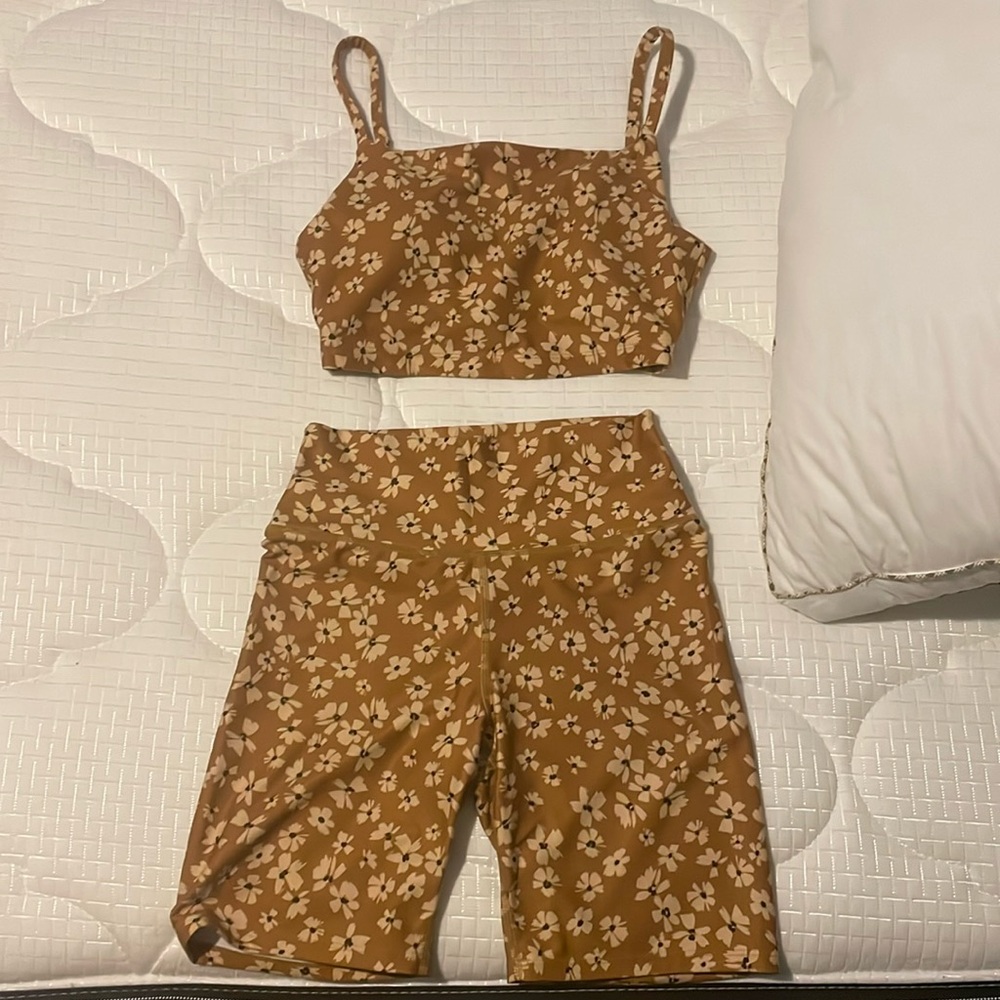 It is a workout active sports bra and biker short set with amazing material